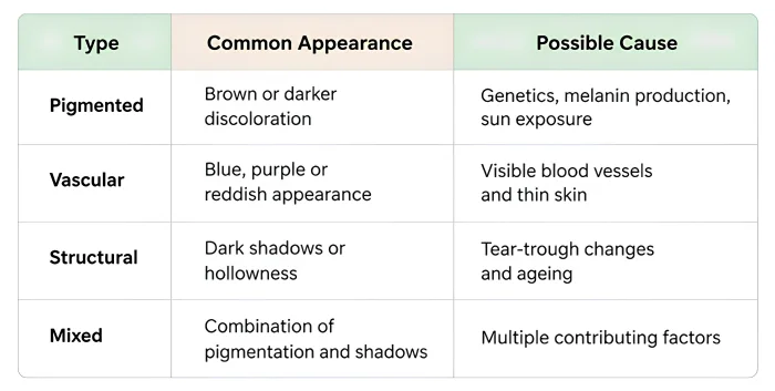 Different Types of Dark Circles